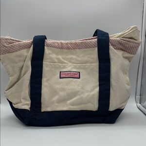 Vineyard Vines Cream and Blue Nautical Tote Bag
